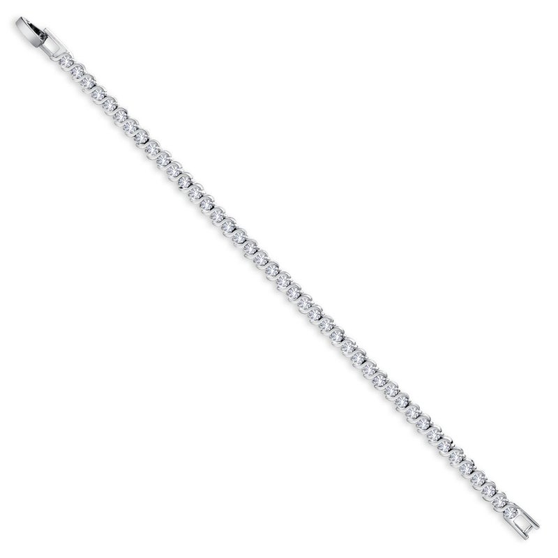 Gem Stone King 3MM Simulated Blue Sapphire and Sparkling White Cubic Zirconia Tennis Bracelet for Women | 14K Gold Plated | 4.50 Cttw | Size 7 Inch | Choice of Color | White | White Gold - Image 2